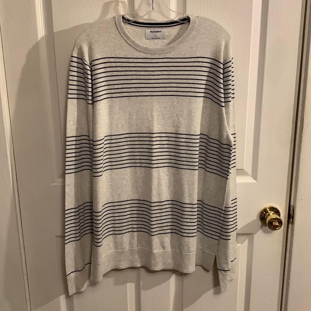 NEW Old Navy Stripe Crew Neck Long Sleeve Men’s Sweater